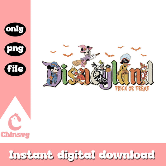 Disney land trick or treat design png, disneyland halloween png