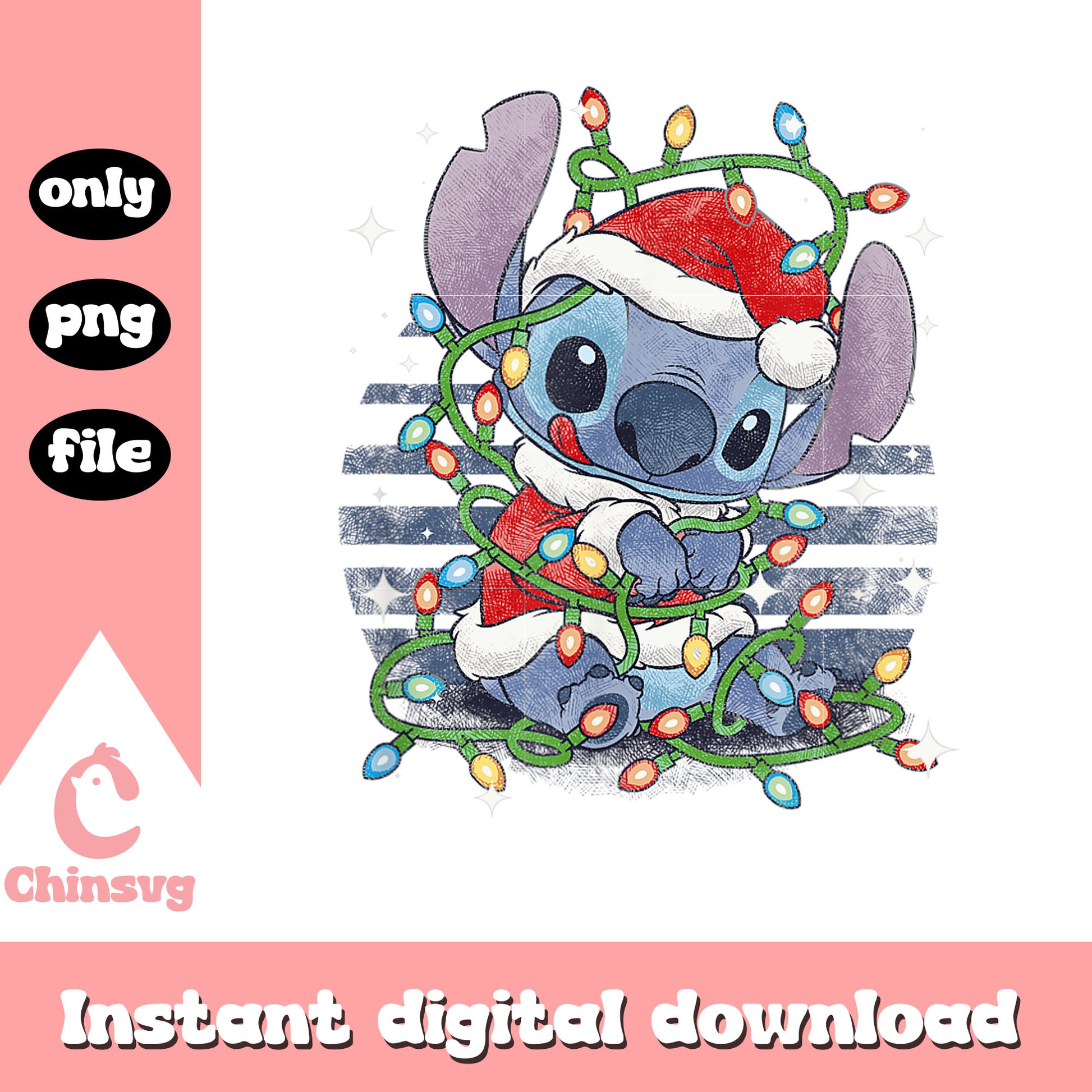 Disney lilo and stitch christmas lights png, stitch character png