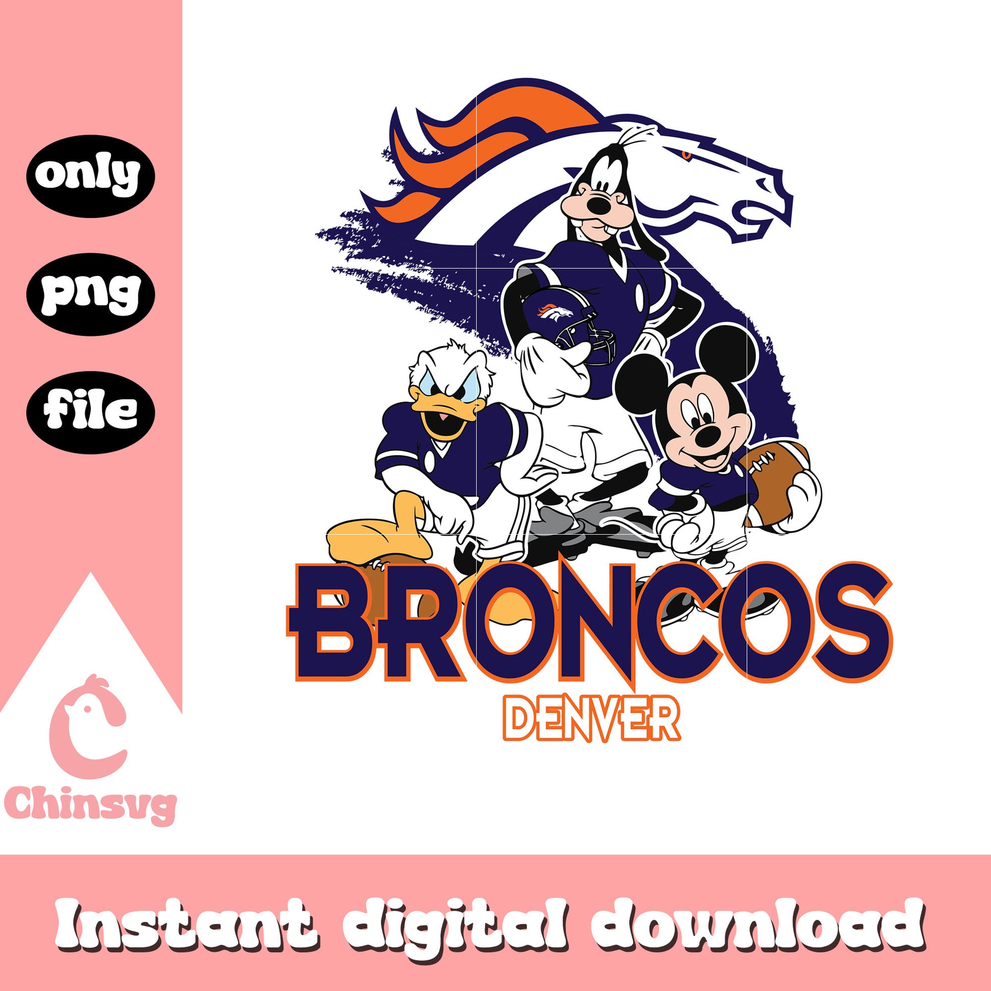 Disney logo denver broncos png, denver broncos nfl​ png