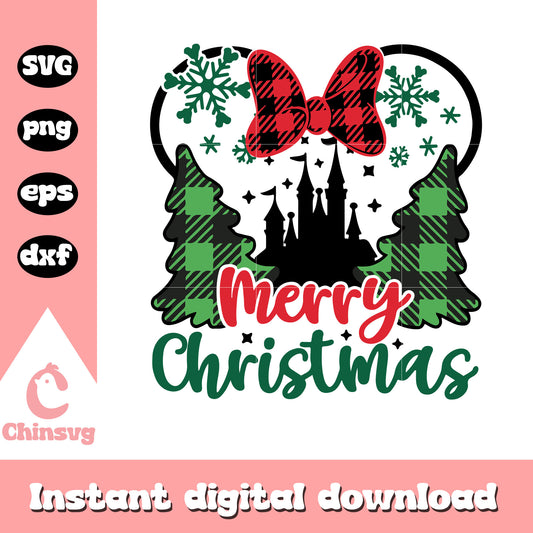 Disney merry christmas design svg, christmas tree svg, minnie head svg