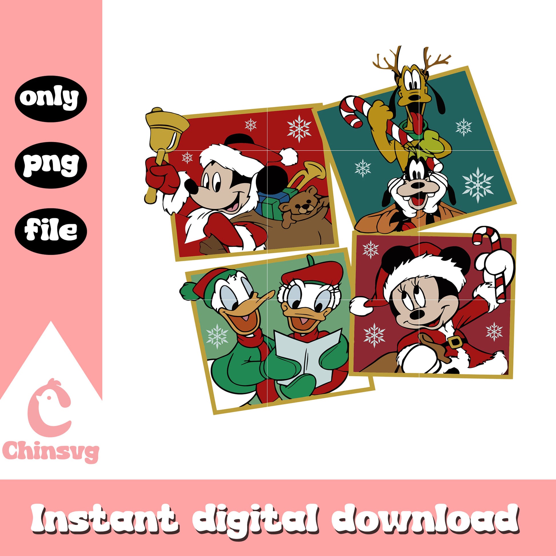 Disney mickey cartoon christmas card png, mickey merry christmas png