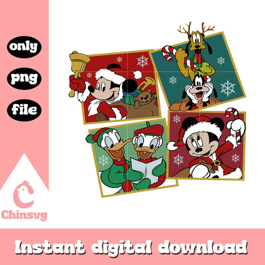 Disney mickey cartoon christmas card png, mickey merry christmas png