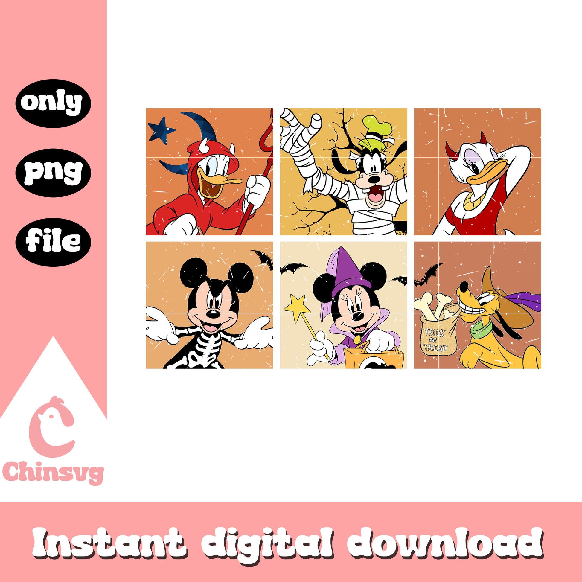 Disney mickey characters collage picture design png, disney world png