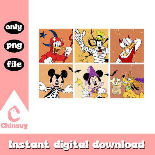 Disney mickey characters collage picture design png, disney world png