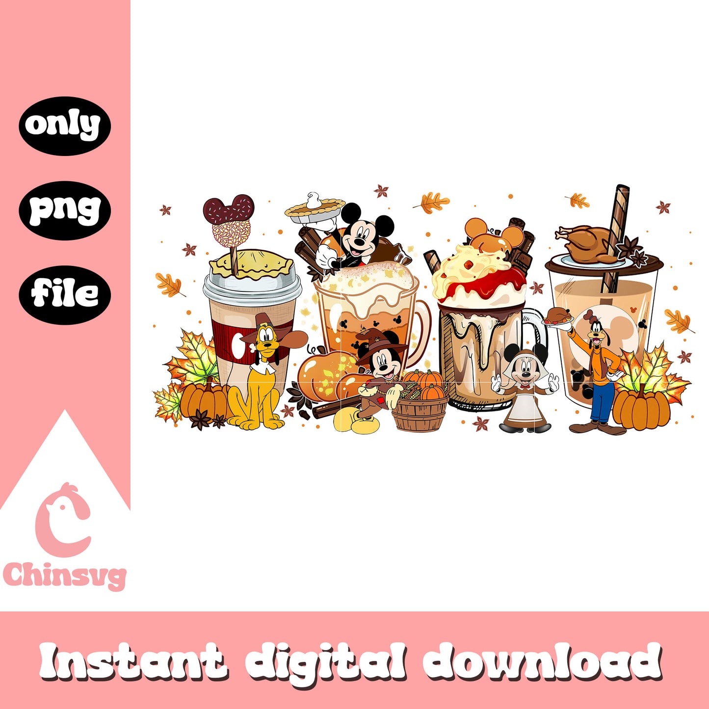 Disney mickey characters drink design png, disney wonderland png