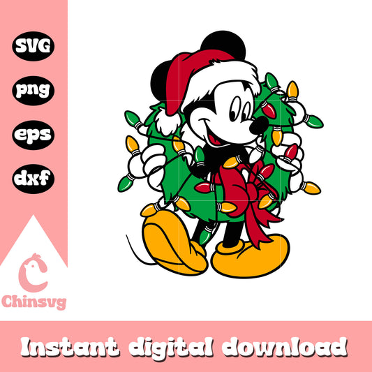 Disney mickey christmas wreath svg, christmas ornaments disney​ svg