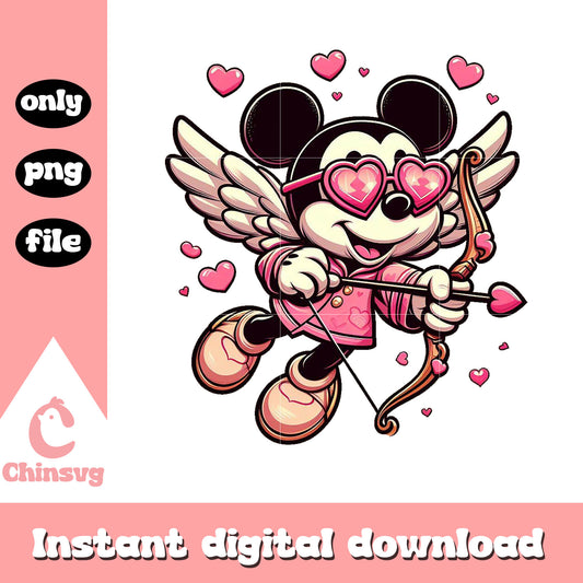 Disney mickey cupid valentine design png, mickey mouse valentines​ png