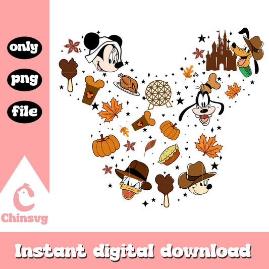 Disney mickey ear autumn vibes png, disney and characters png