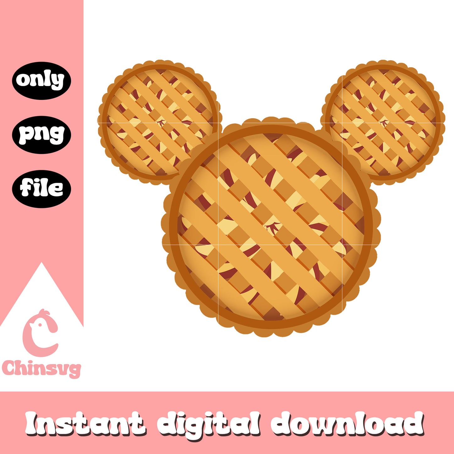 Disney mickey ear lattice top apple pie design png, mickey movie png