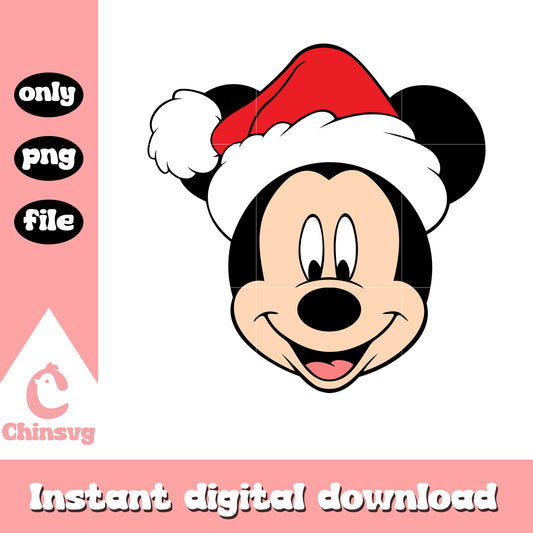 Disney mickey face santa hat png, mickey mouse christmas png