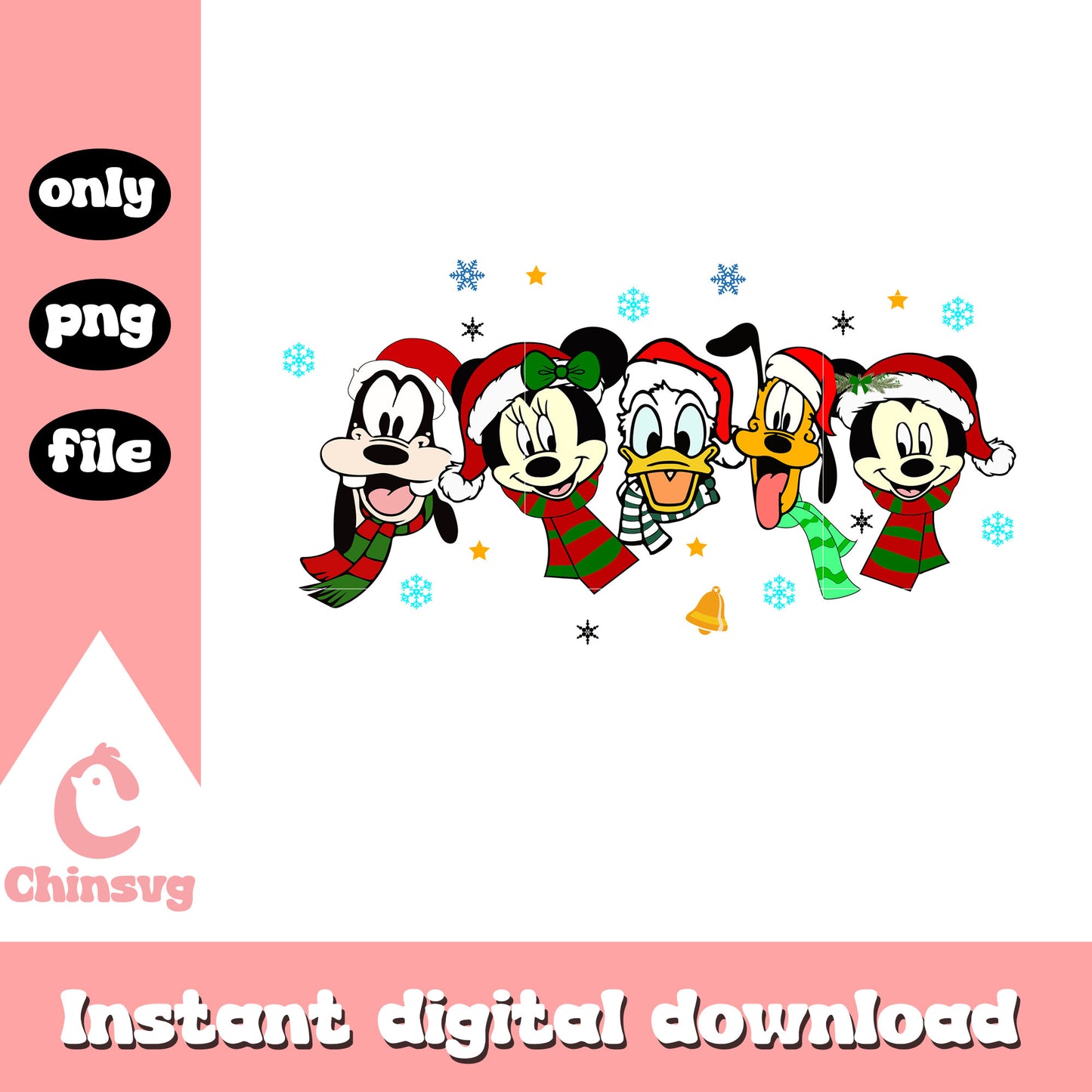 Disney mickey friends face christmas png, disney christmas png