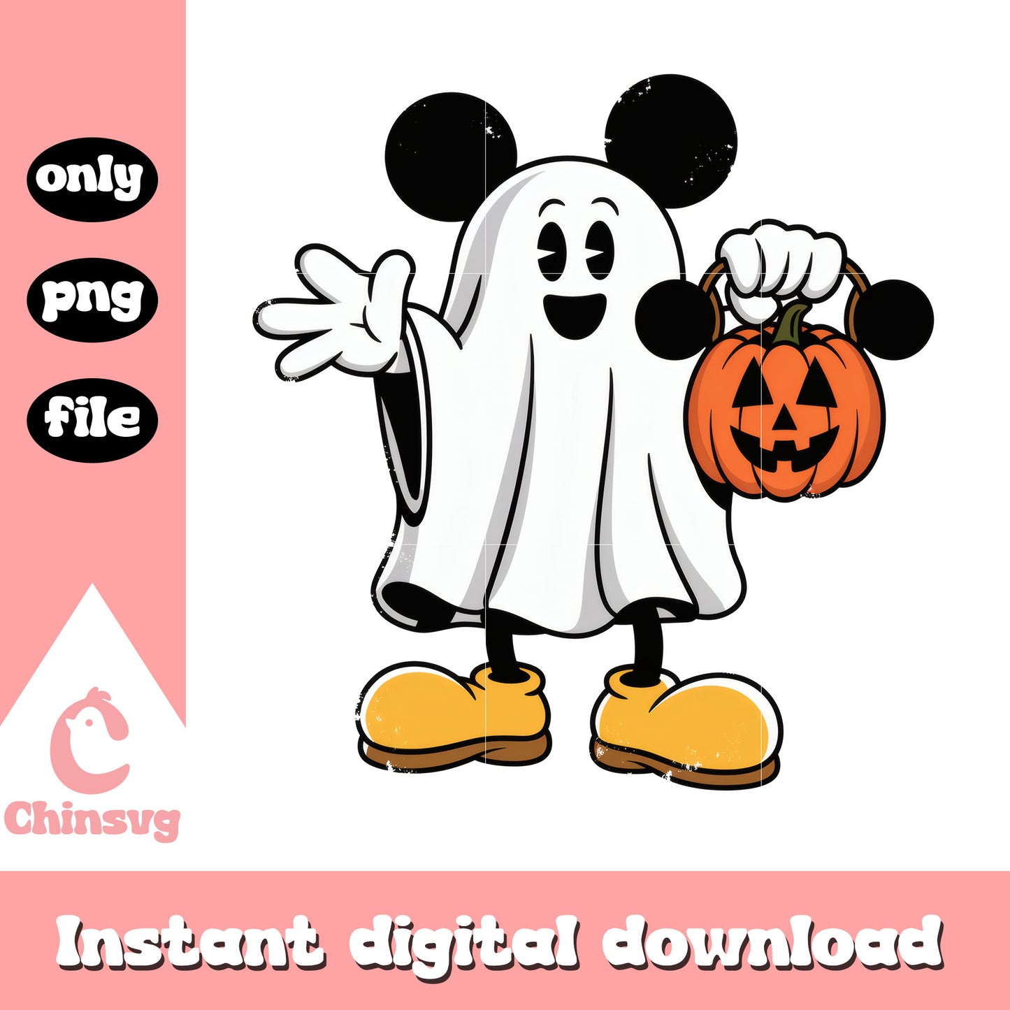 Disney mickey ghost carry trick-or-treat bag png, mickey film png