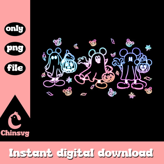 Disney mickey ghost halloween neon png, mickey halloween png