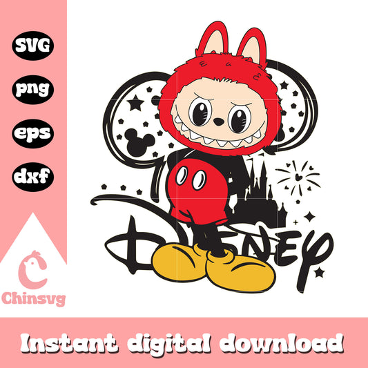 Disney mickey labubu cute doll drawing svg, mickey mouse svg