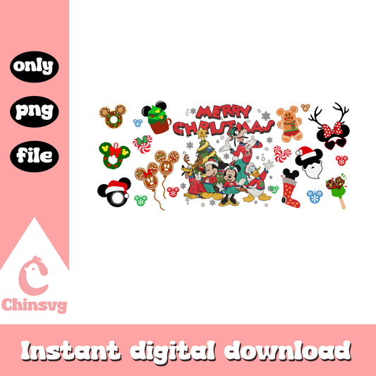 Disney mickey merry christmas with friends png, disney ears png