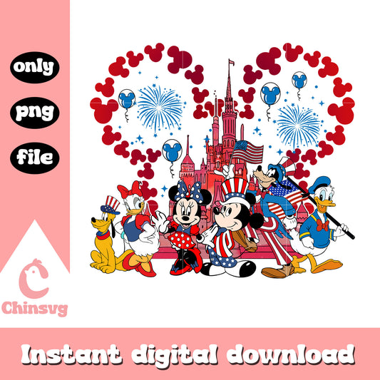 Disney mickey mouse and castle png, mickey and friends png