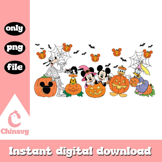 Disney mickey mouse friends halloween design png, mickey pumpkin png