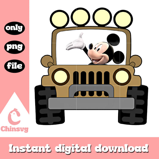 Disney mickey mouse safari design png, mickey mouse car png