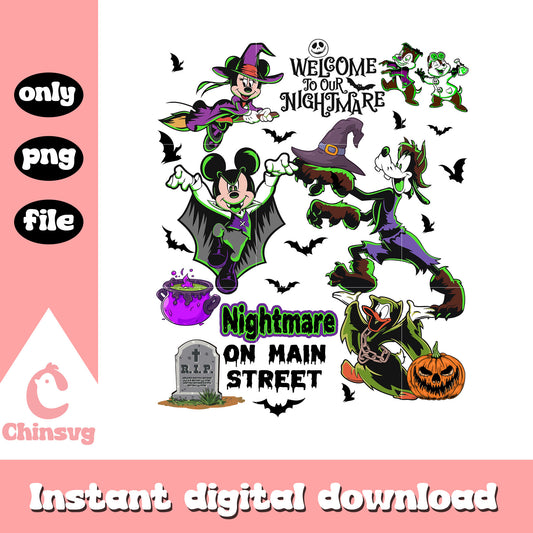 Disney mickey welcome to our nightmare png, night on main street png