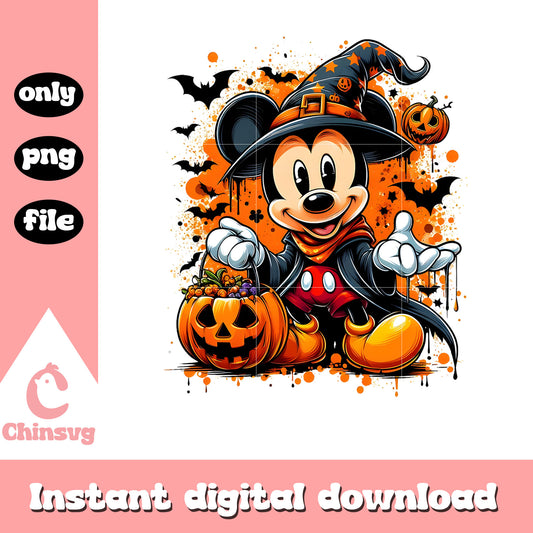 Disney mickey witch halloween pumpkin png, mickey halloween png
