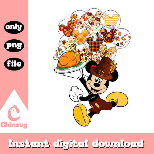 Disney mickey with floral balloons design png, mickey cartoon png