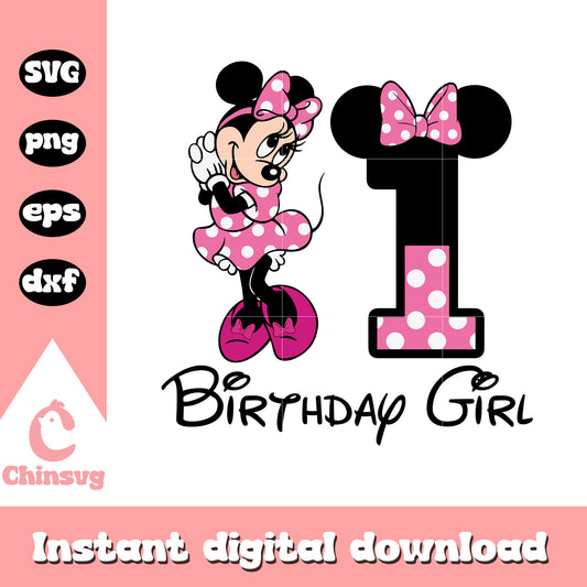 Disney minnie 1st birthday girl svg, minnie mouse birthday svg
