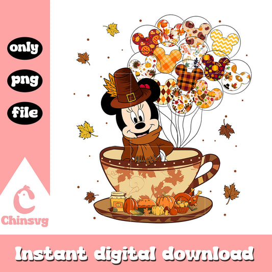 Disney minnie cup autumn style balloons png, disney minnie movie png