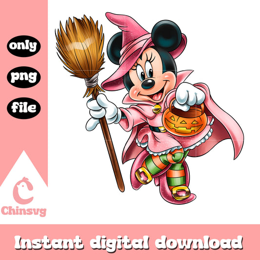 Disney minnie mouse pink witch halloween png, minnie mouse witch png