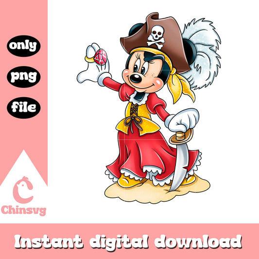Disney minnie mouse pirates design png, minnie pirate adventue png