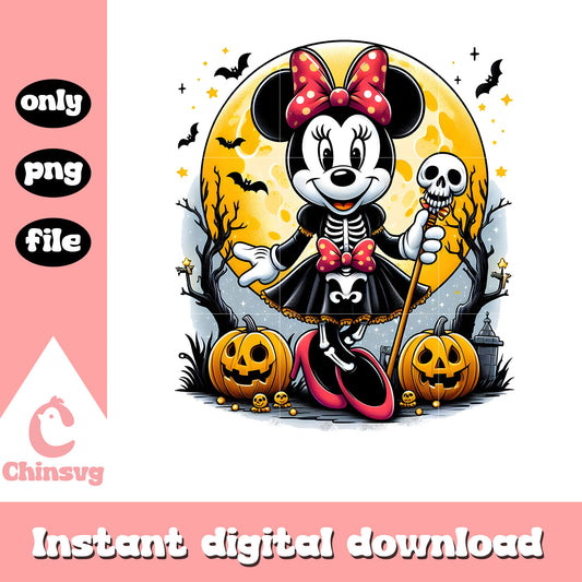Disney minnie skeleton halloween png, halloween minnie png