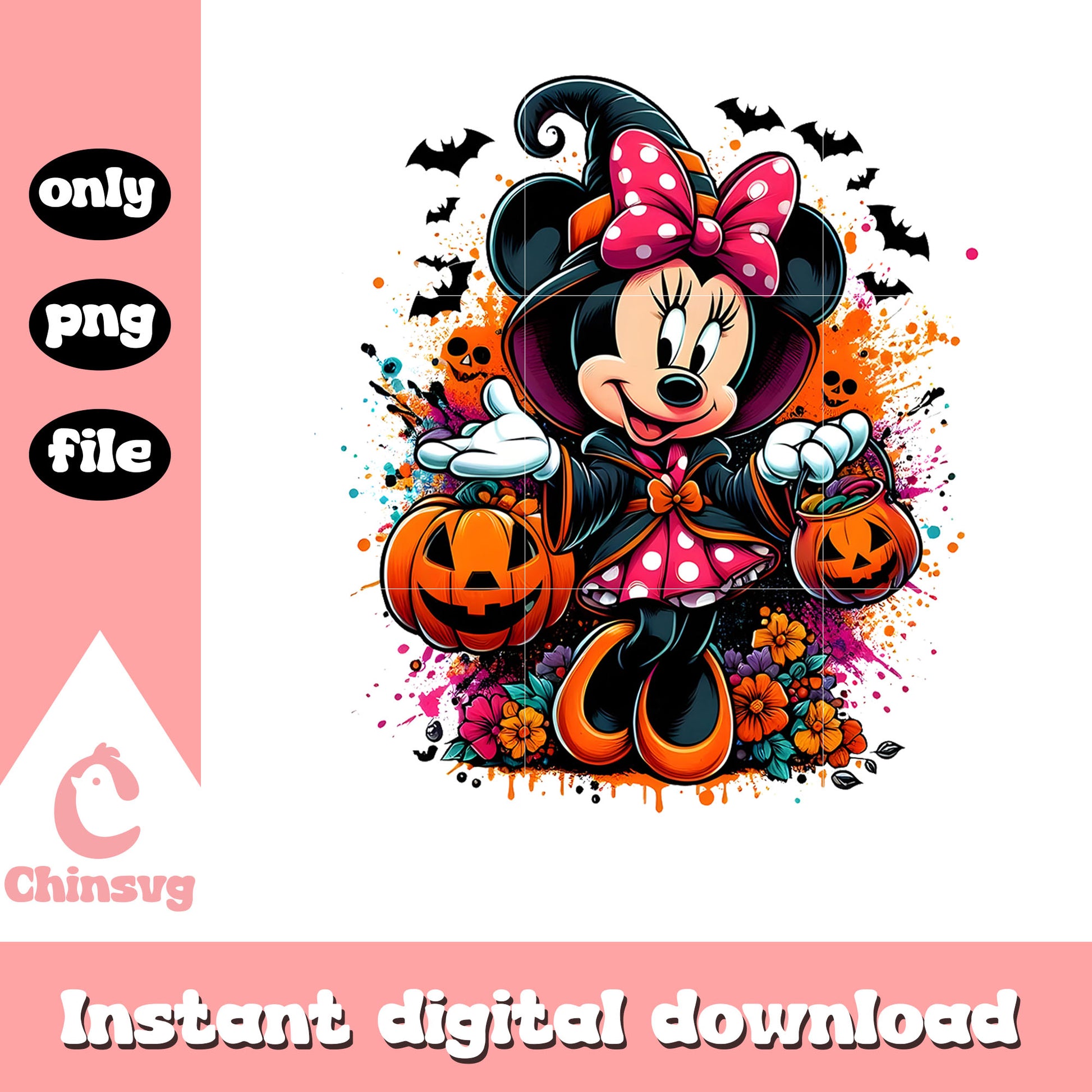 Disney minnie witch halloween pumpkin png, minnie mouse halloween png