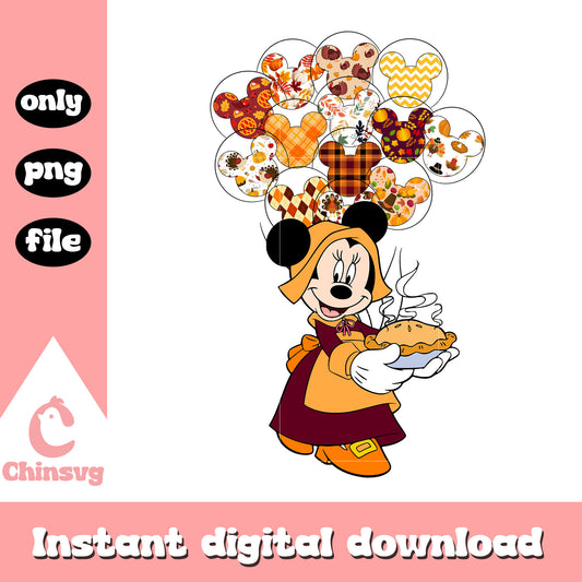 Disney minnie with floral balloons design png, minnie cartoon png