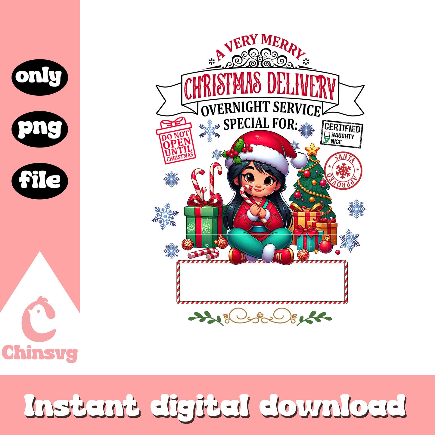 Disney mulan very merry christmas delivery png, christmas disney png