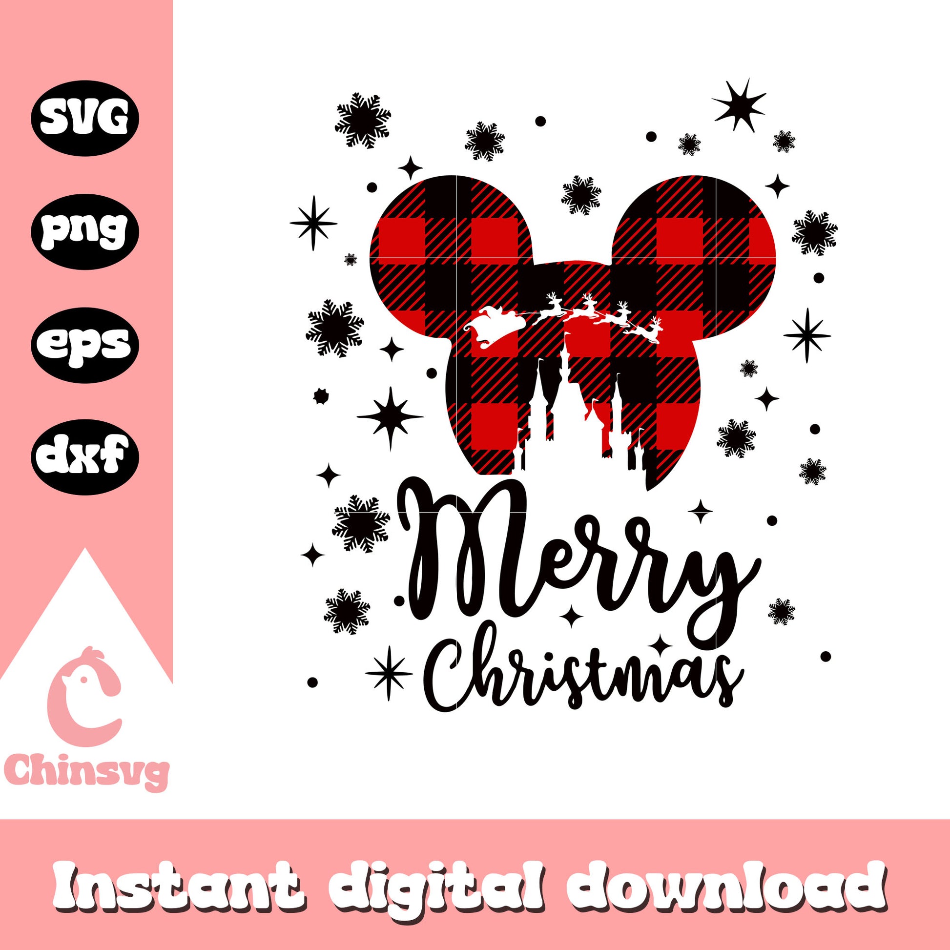 Disney plaid merry christmas svg, christmas at disney world svg