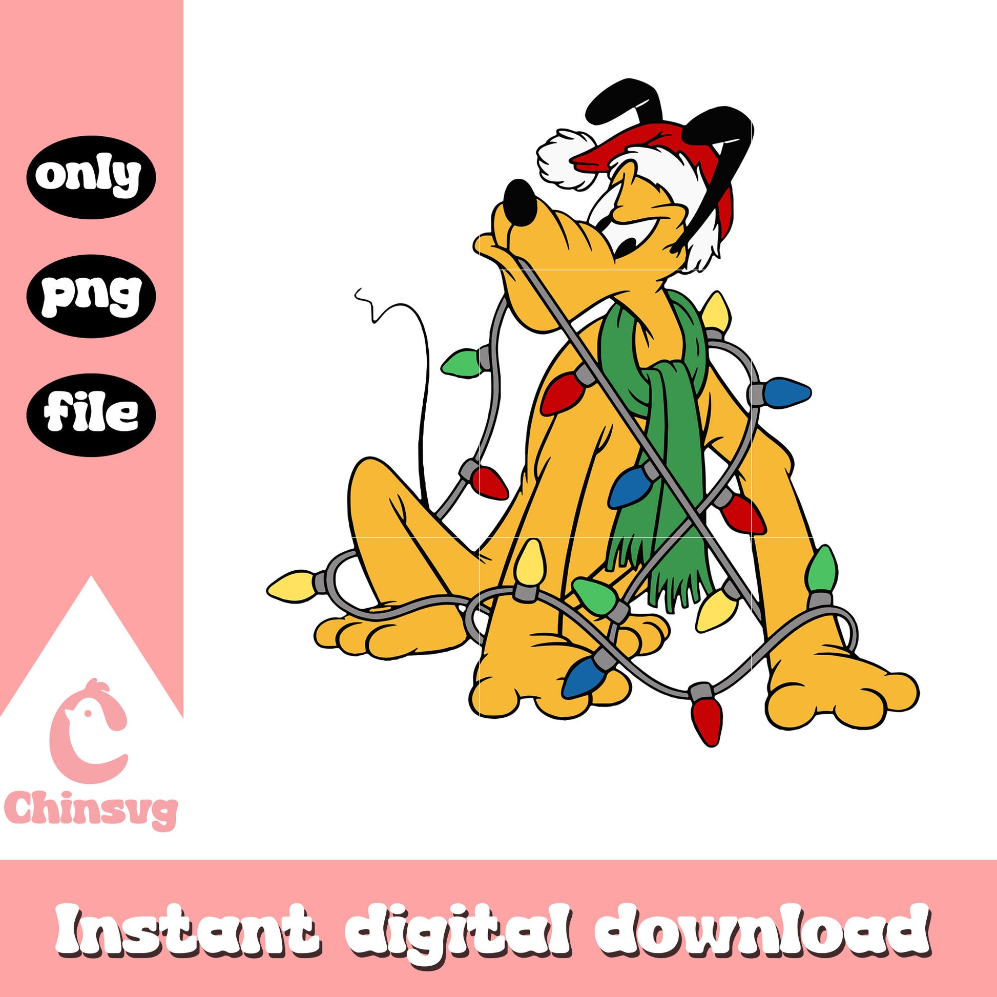 Disney pluto christmas lights design png, disney pluto png