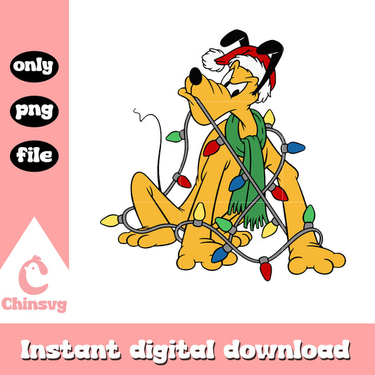 Disney pluto christmas lights design png, disney pluto png