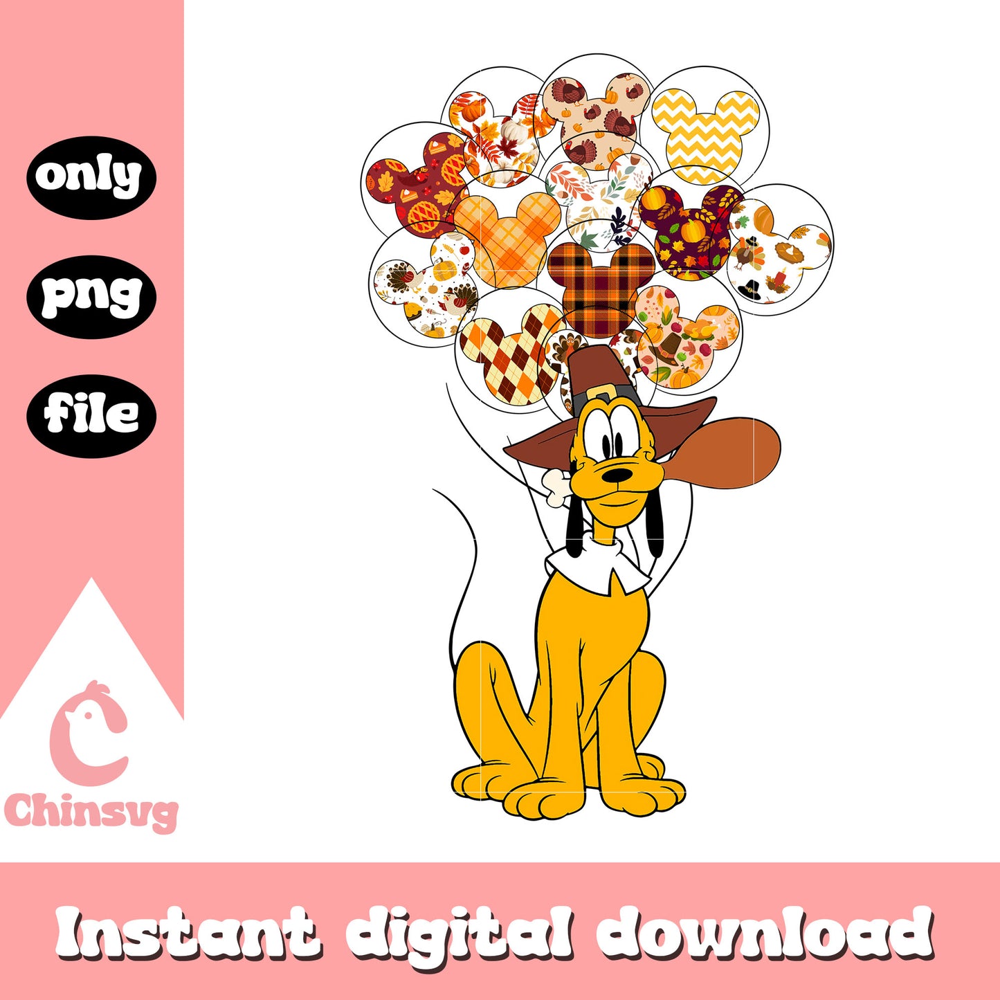 Disney pluto with floral balloons design png, pluto cartoon png