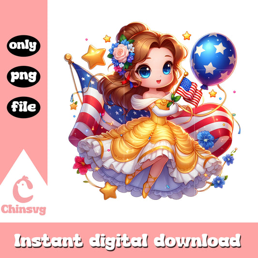 Disney princess belle 4th of july png, belle independence day png
