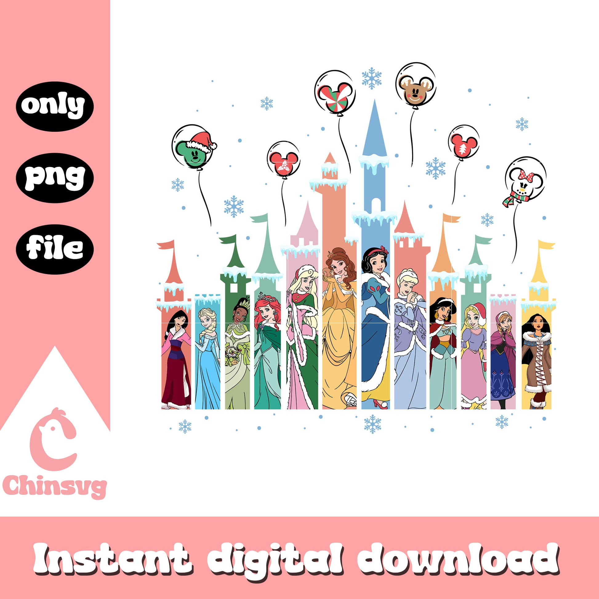 Disney princess castle christmas png, disney princess christmas​​ png