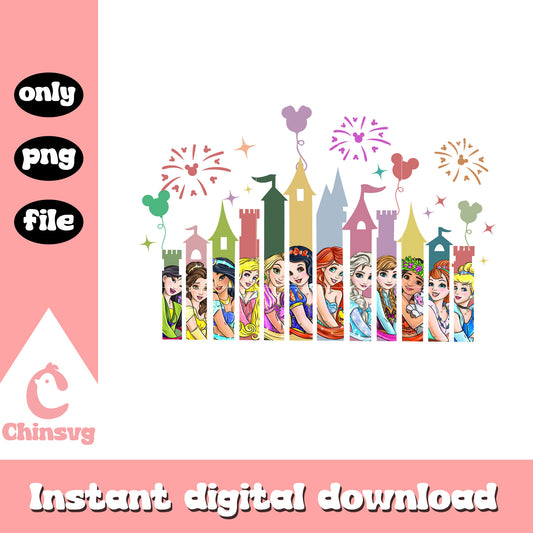 Disney princess characters png, disney castle png, disney princess png