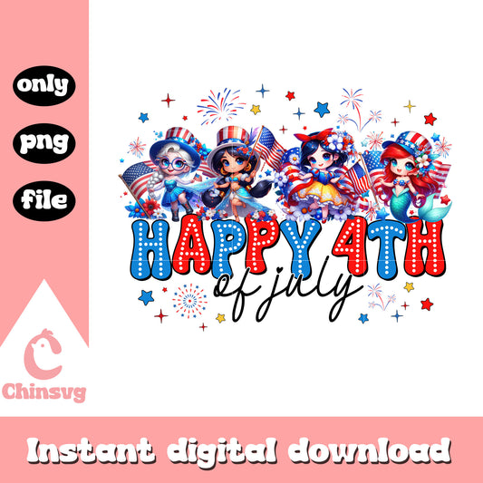 Disney princess chibi happy 4th of july png, princess chibi png