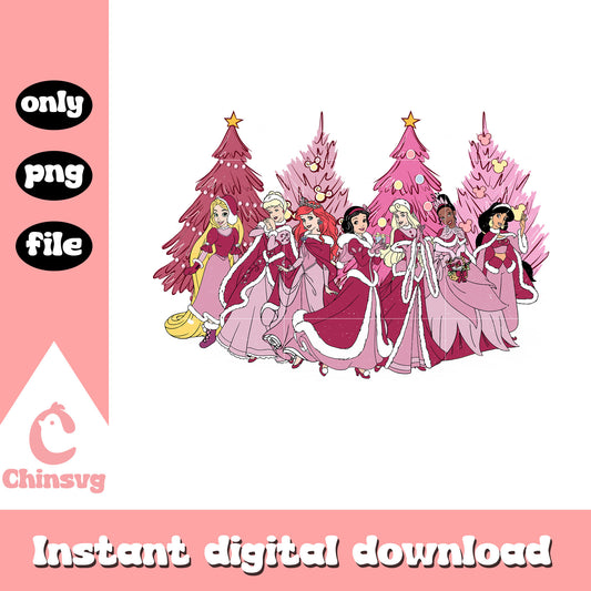 Disney princess christmas tree pink png, disney christmas​ png