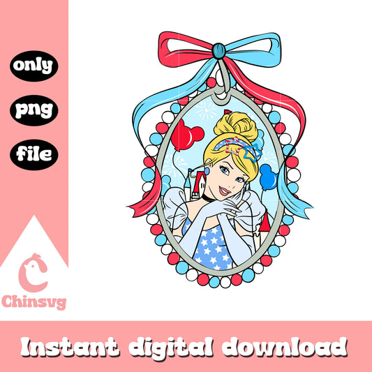 Disney princess cinderella mirror bow png, cinderella 4th of july png