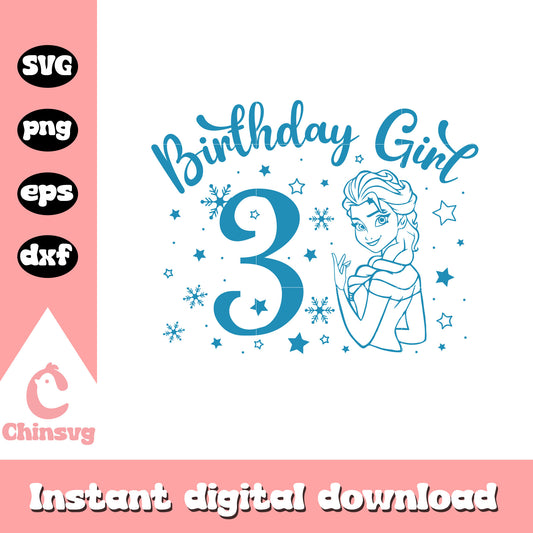 Disney princess elsa 3rd birthday girl svg, disney princess svg