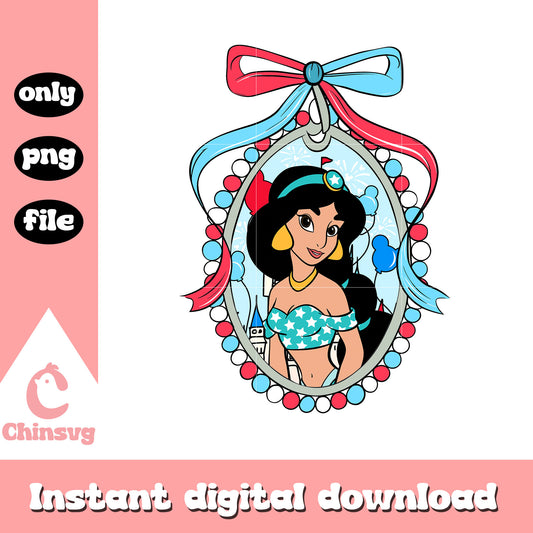 Disney princess jasmine mirror bow png, jasmine patriotic png