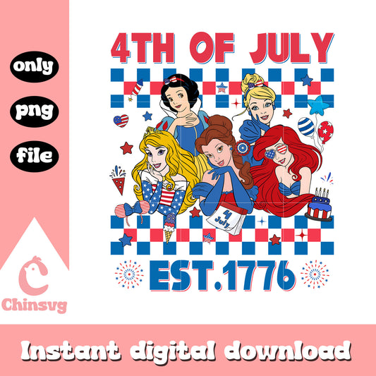Disney princess portrait 4th of july est 1776 png, disney princess png