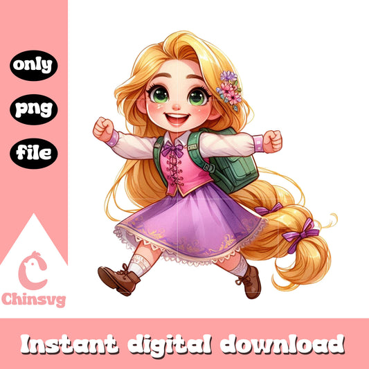 Disney princess rapunzel first day of school png, first grade png