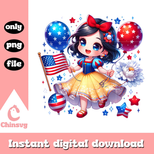 Disney princess snow white 4th of july png, snow white usa day png