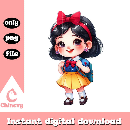 Disney princess snow white first day of school png, first grade png