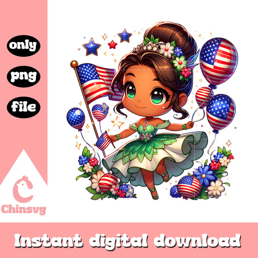 Disney princess tiana 4th of july png, tiana independence day png